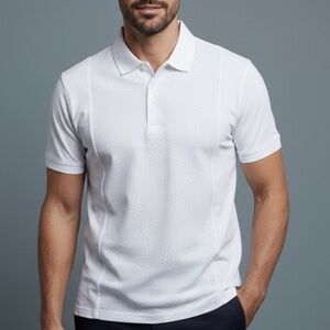 Ted Baker Men's White Polo Shirt - Classic Designer Polo with Subtle Pattern